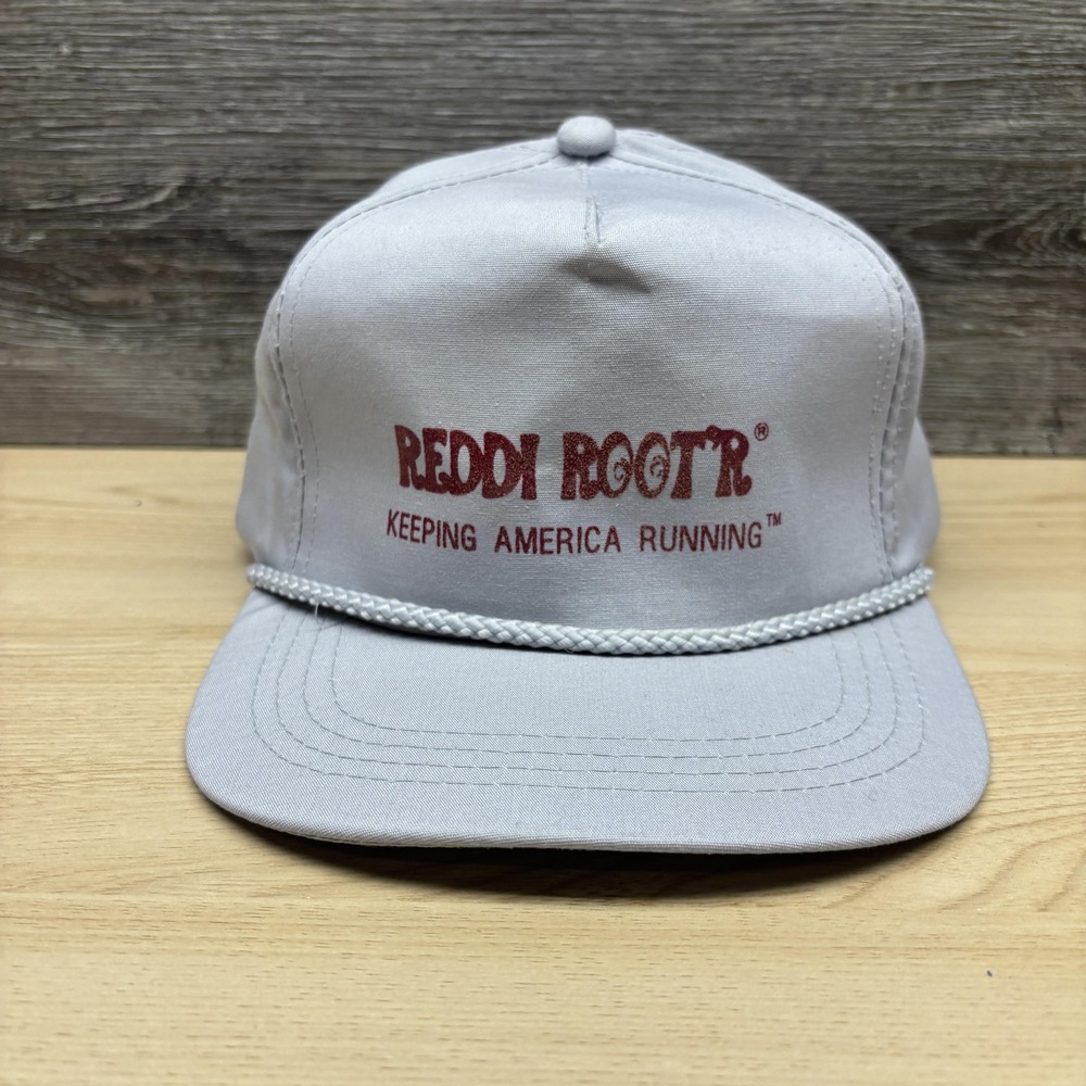 Reddi Root'r Hat Cap Snap Back Gray Advertising Slogan Rope Trim Mens